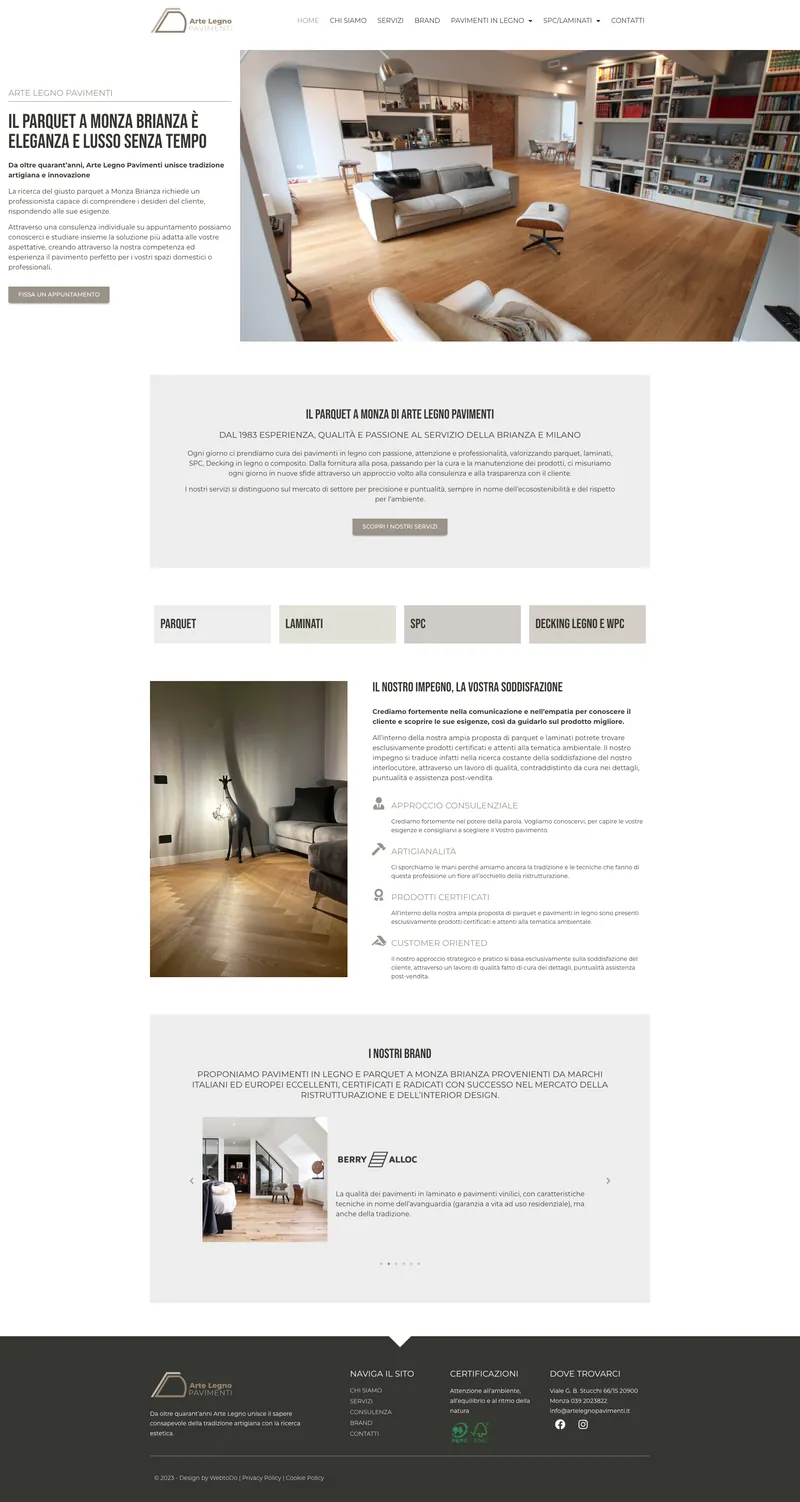 Pagina completa del sito Arte Legno Pavimenti