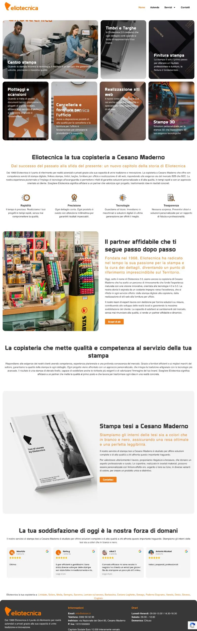 Pagina completa del sito Eliotecnica