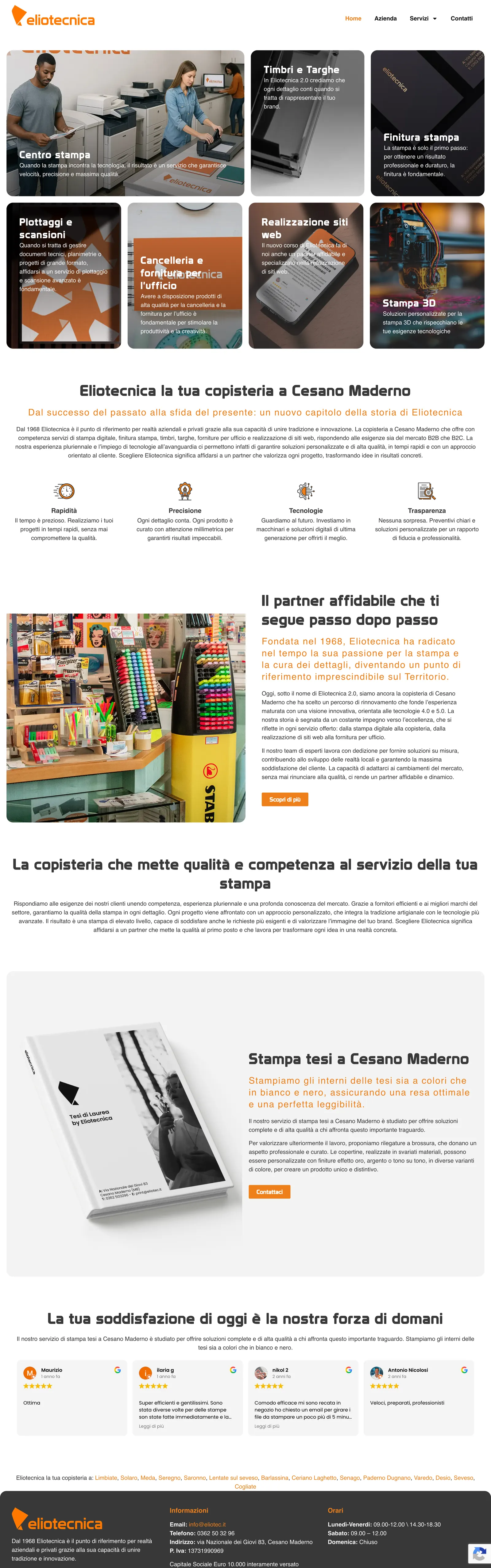 Sito Eliotecnica, pagina completa