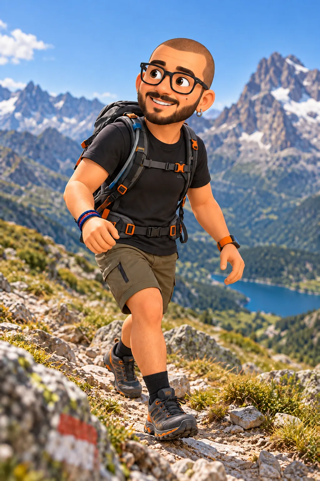 Mauro in trekking su un sentiero di montagna