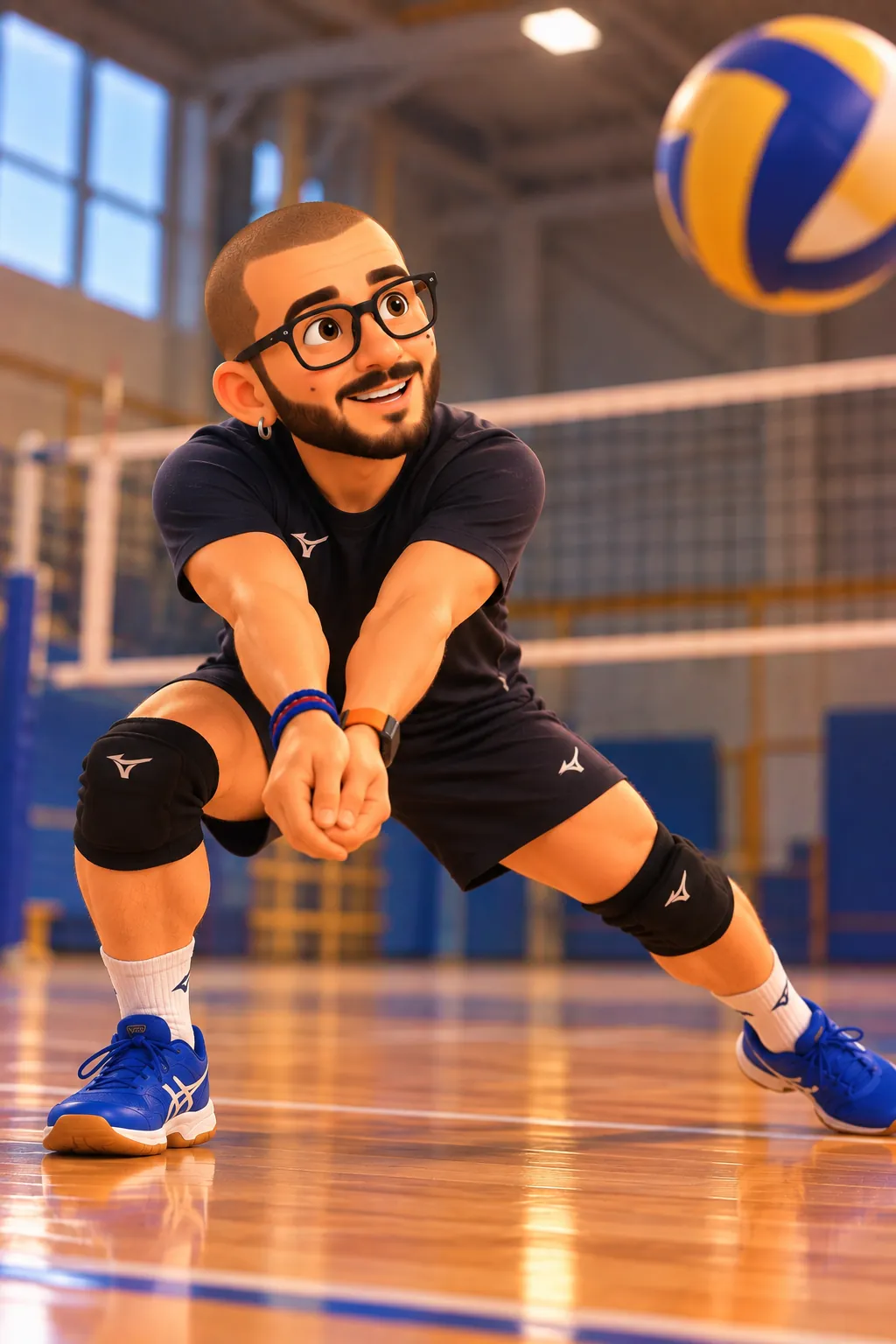 Mauro in bagher durante una partita di pallavolo