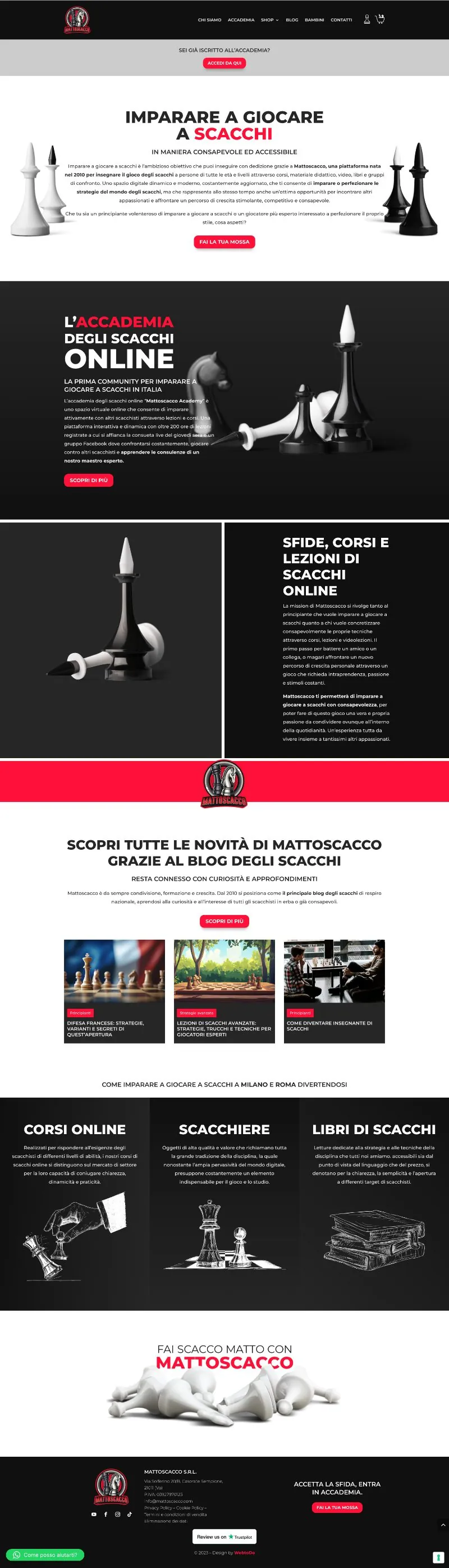 Pagina completa del sito Mattoscacco