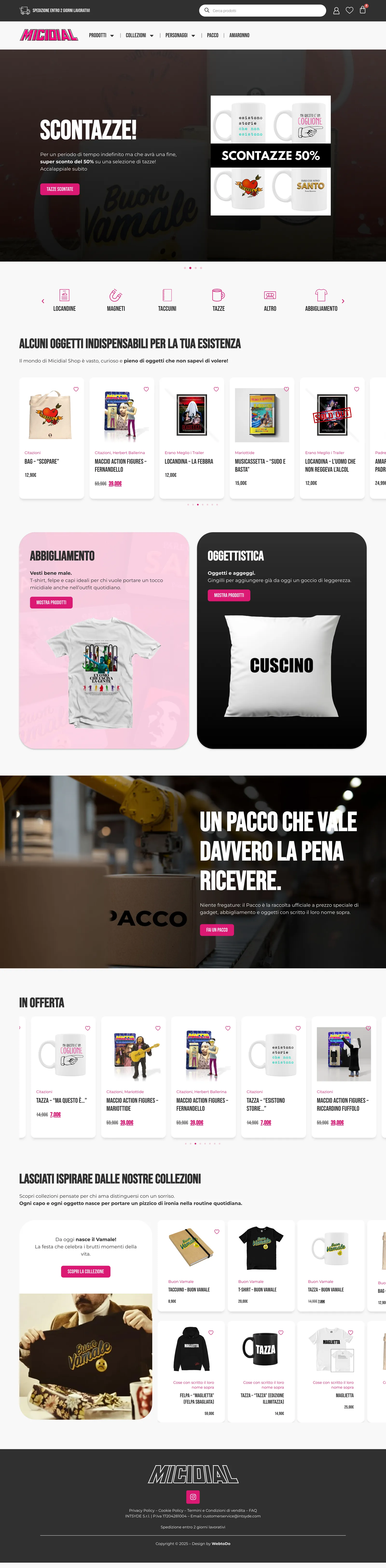 Sito Micidial Shop, pagina completa