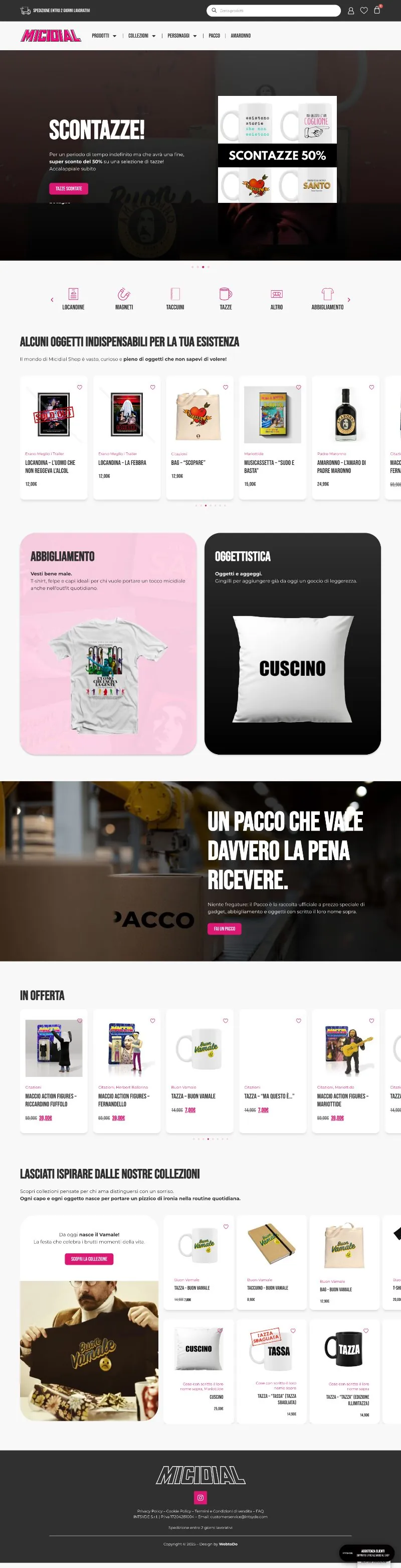 Pagina completa del sito Micidial