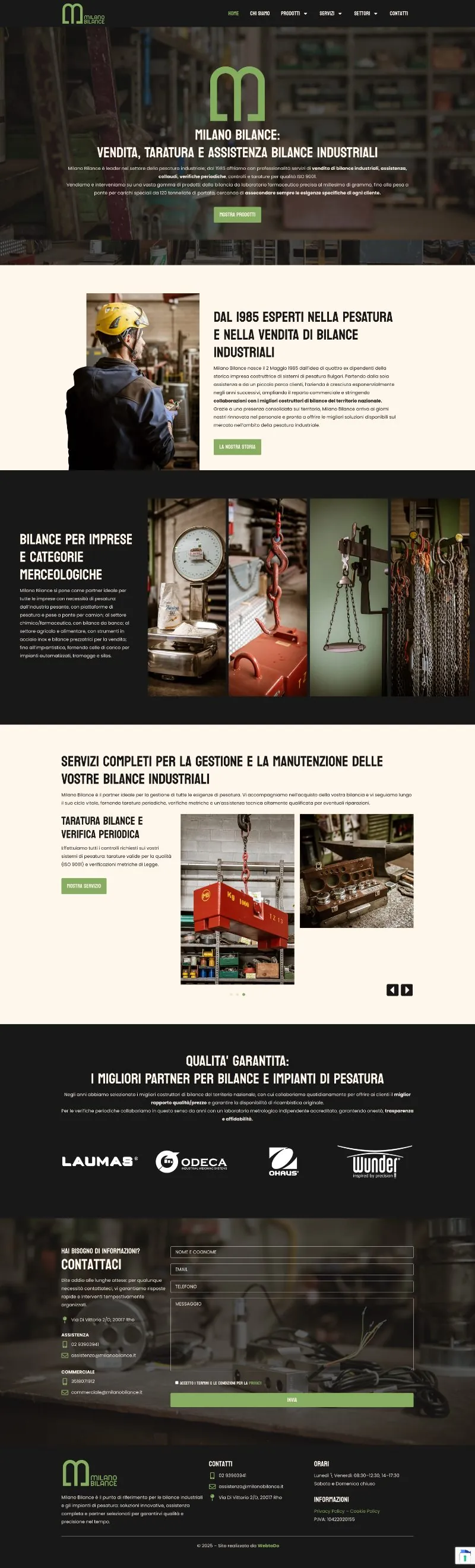Pagina completa del sito Milano Bilance