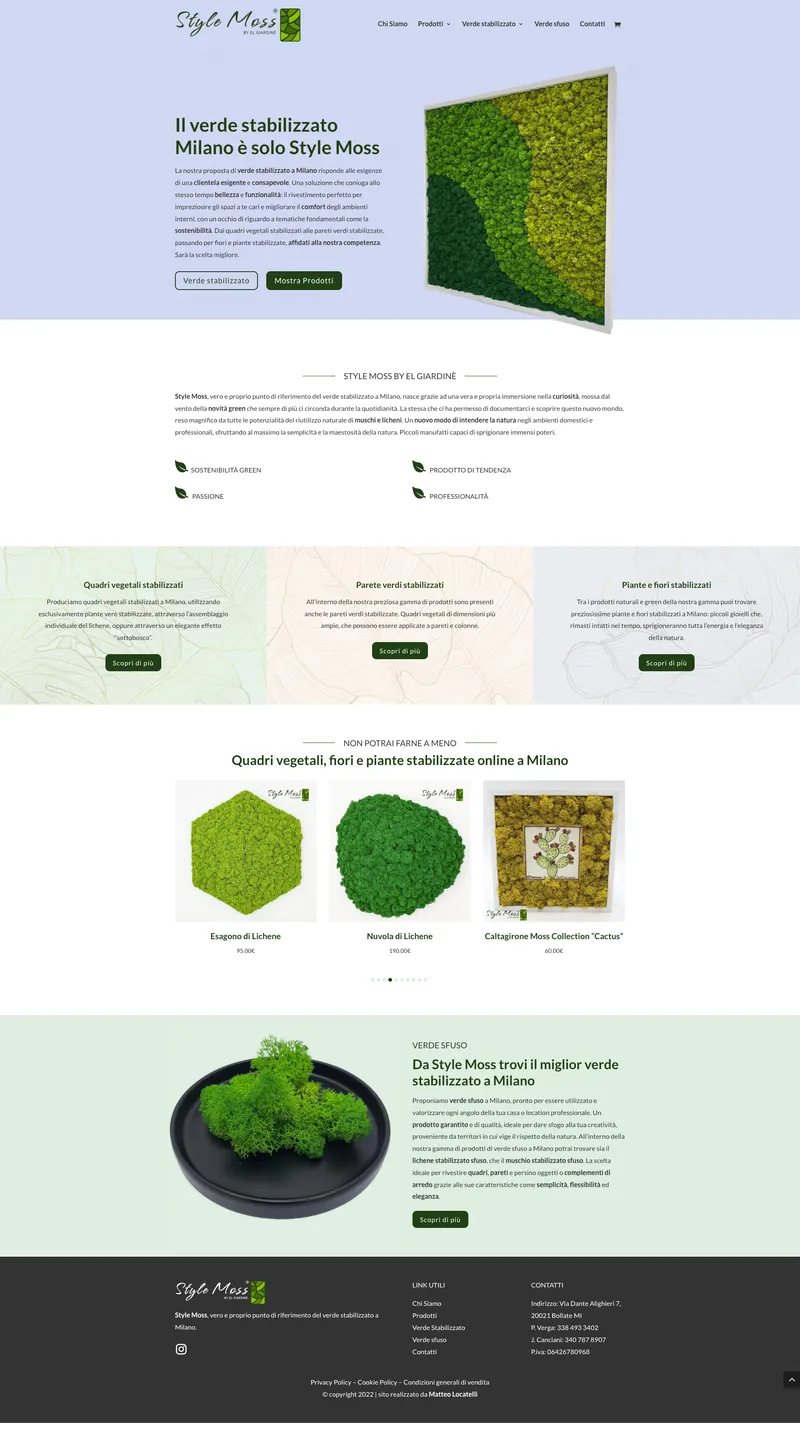Pagina completa del sito Style Moss